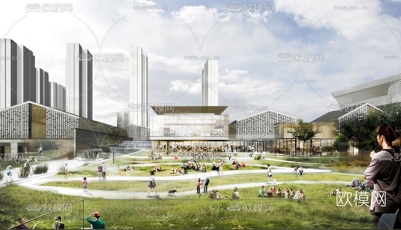 现代商业街su模型下载（渲染图7）