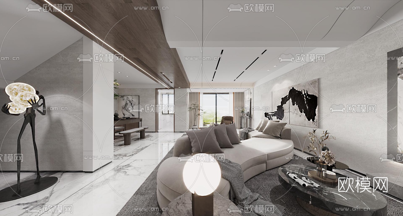 现代地下室休闲健身区cr全景3d模型
