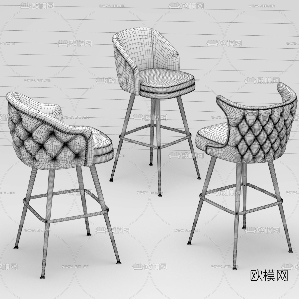 现代布艺吧椅3d模型