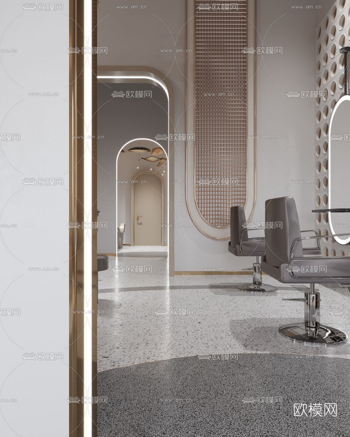 现代轻奢美容美发店3d模型下载（渲染图3）