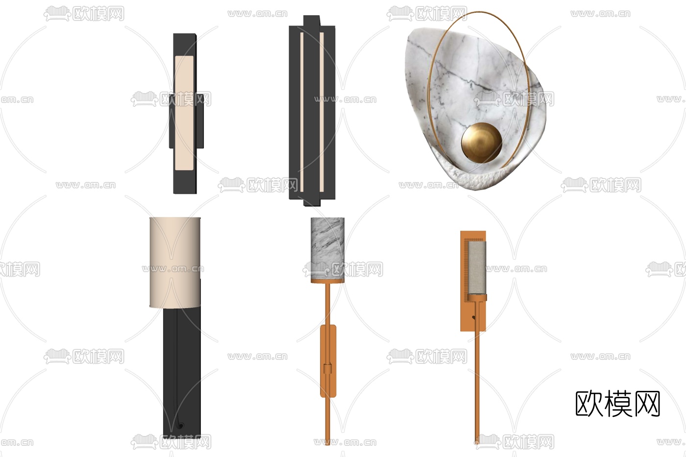 现代壁灯su模型下载