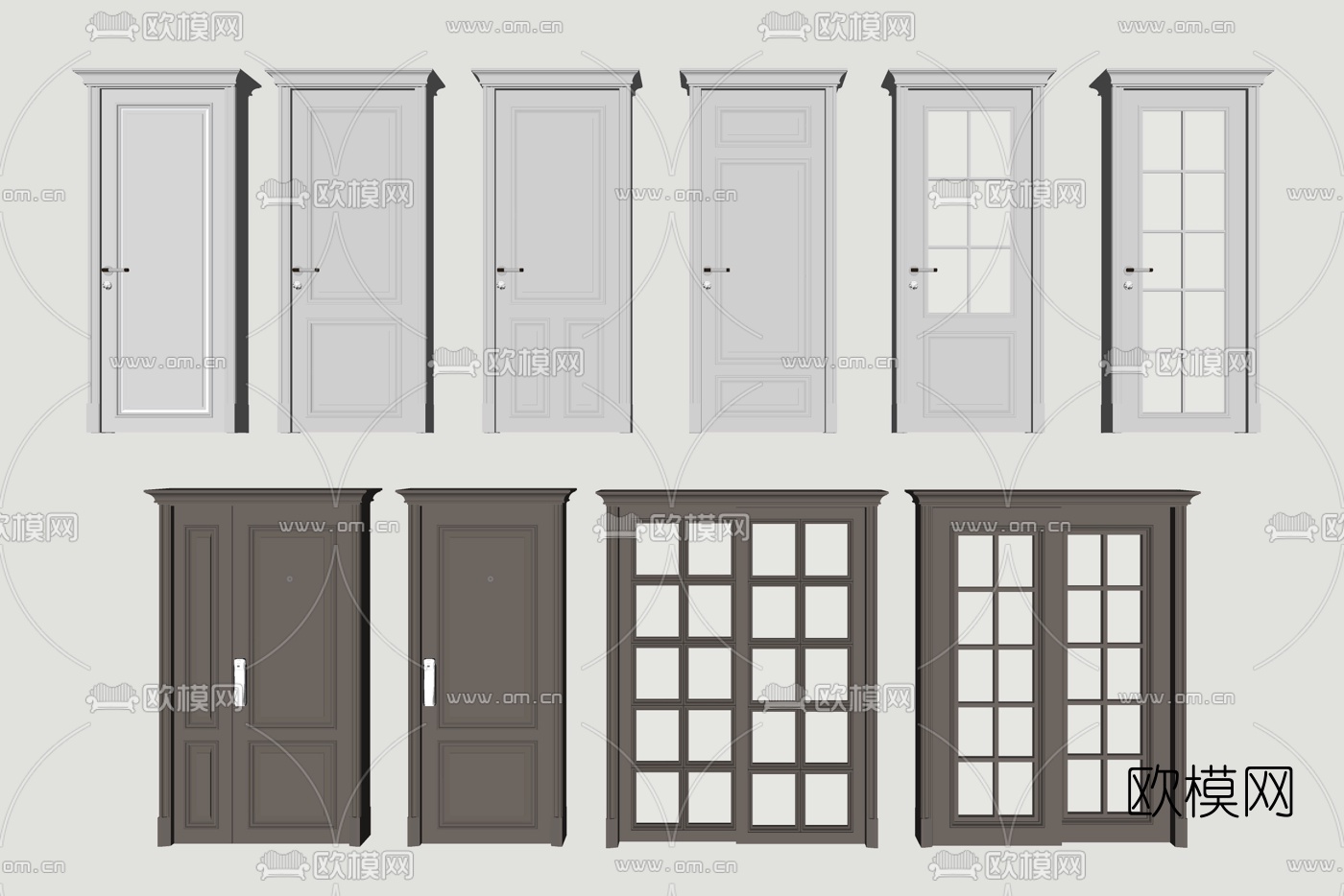 美式推拉门厨卫门su模型下载（渲染图2）