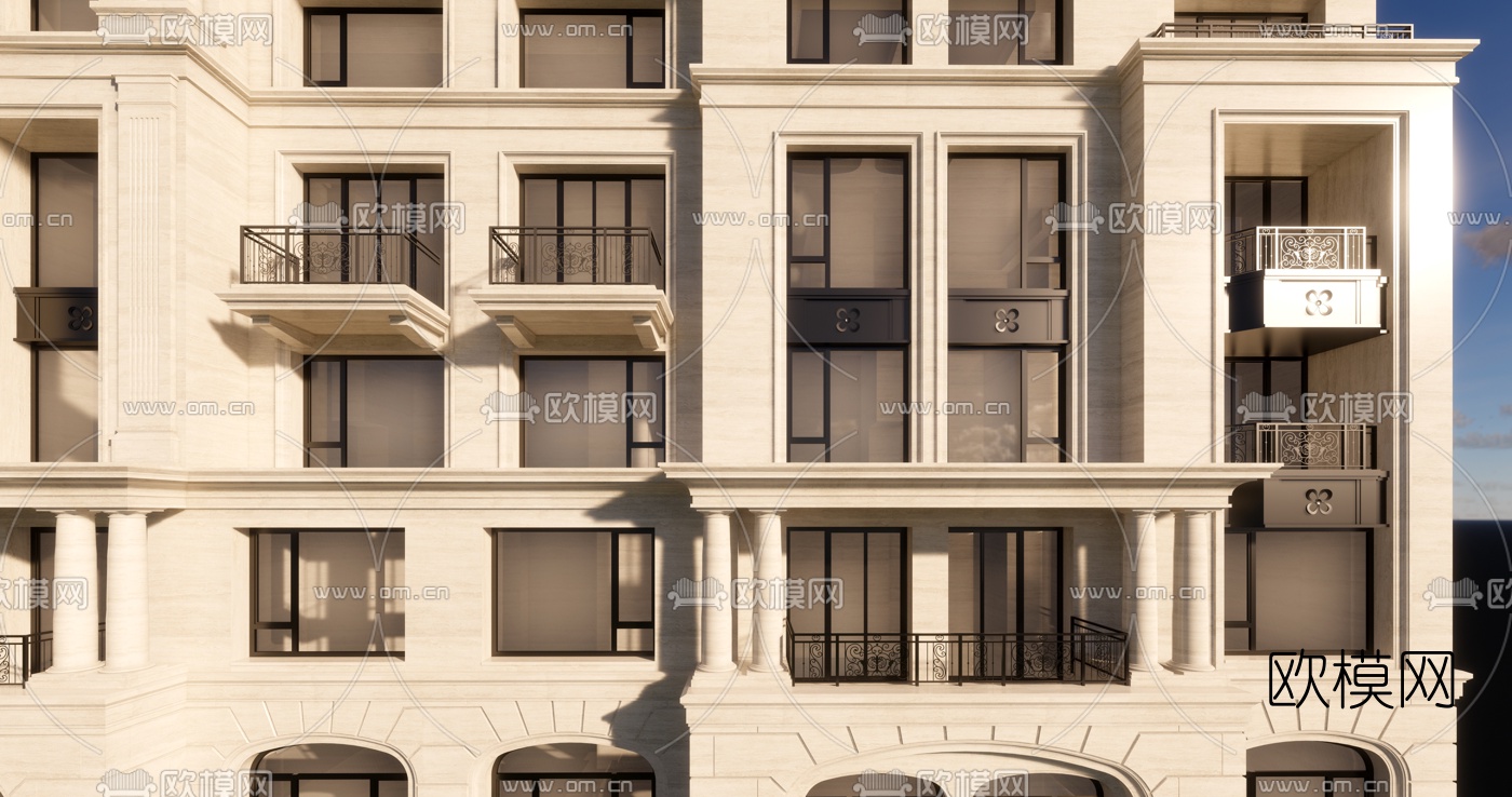 新古典高层住宅外观su模型下载（渲染图4）