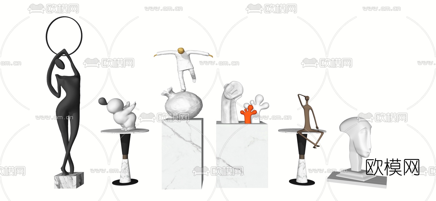 现代轻奢雕塑su模型