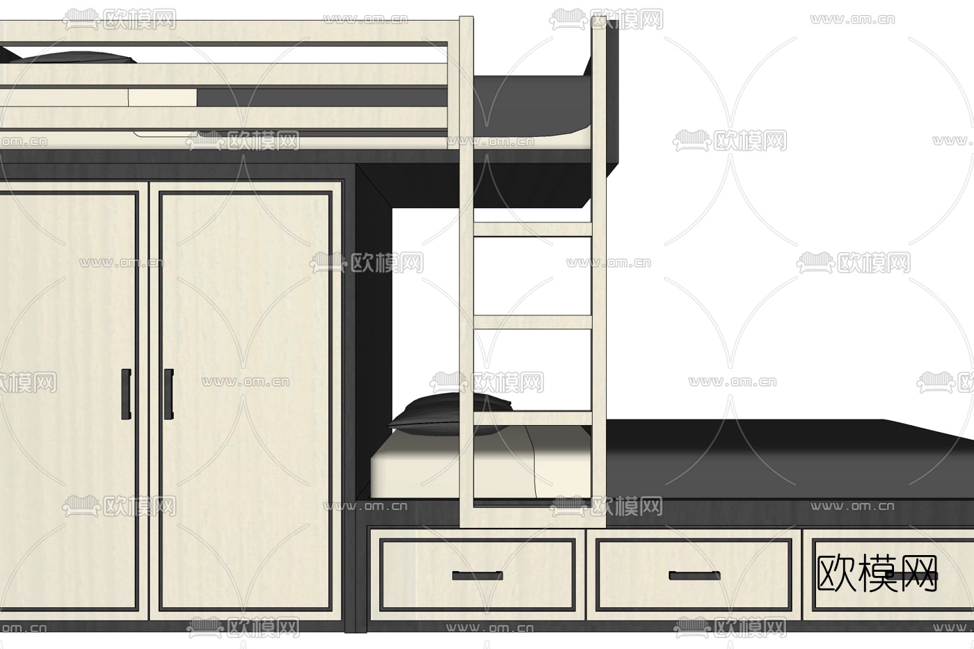【小房间高低床装修效果图】小户型卧室上下双层床摆放效果图 - 装修公司