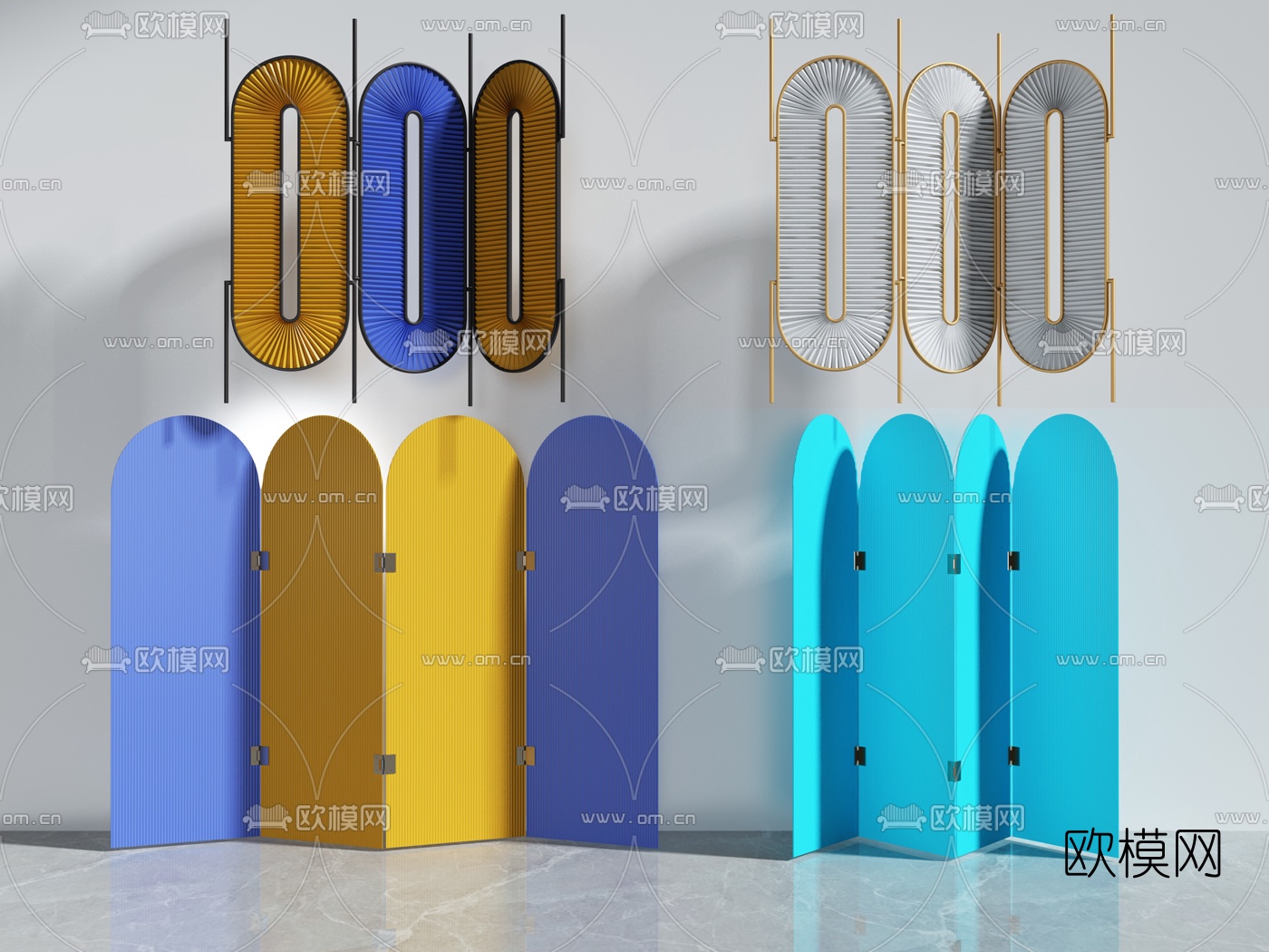 现代金属折叠屏风3d模型下载