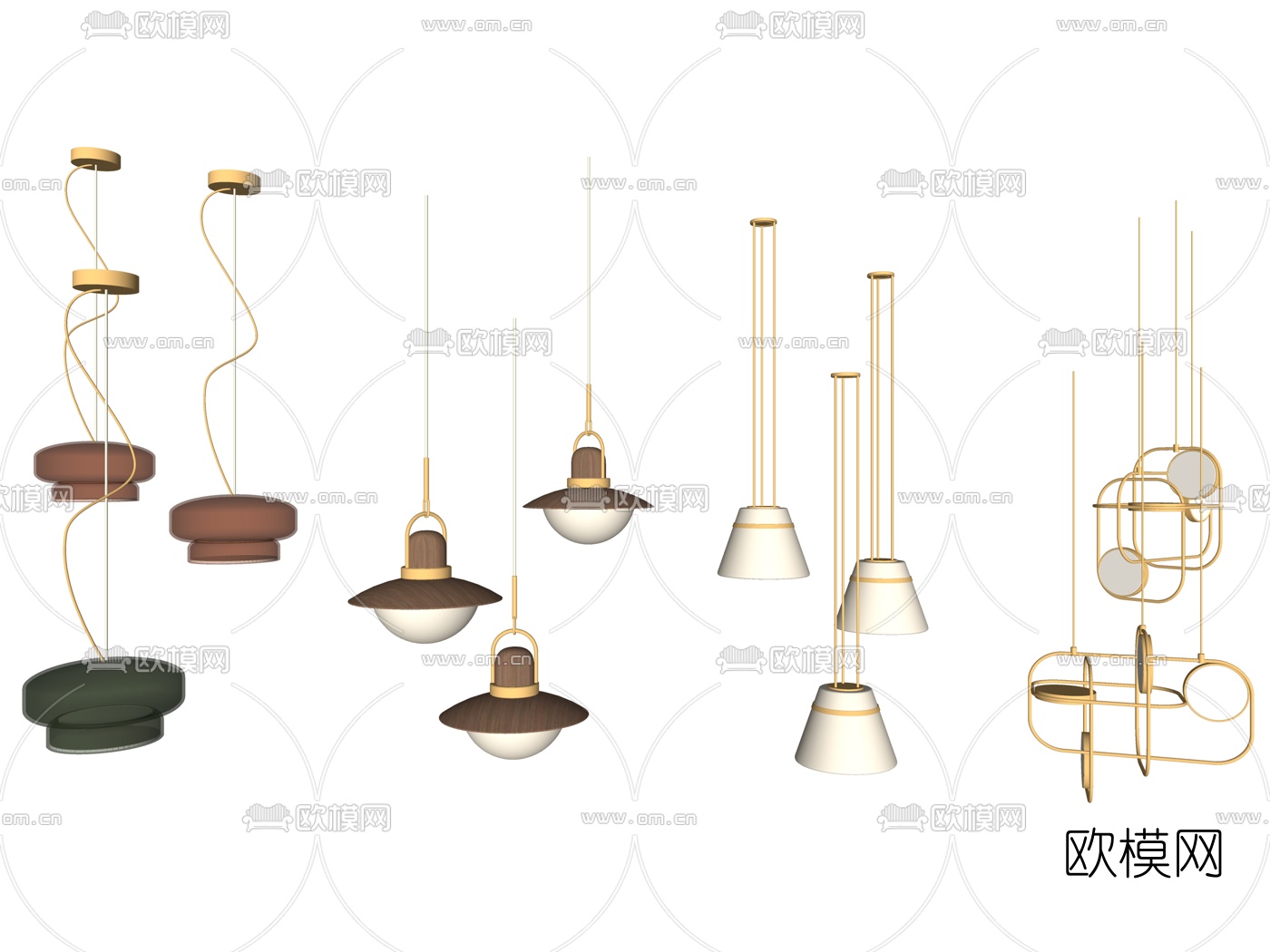 现代金属吊灯su模型下载