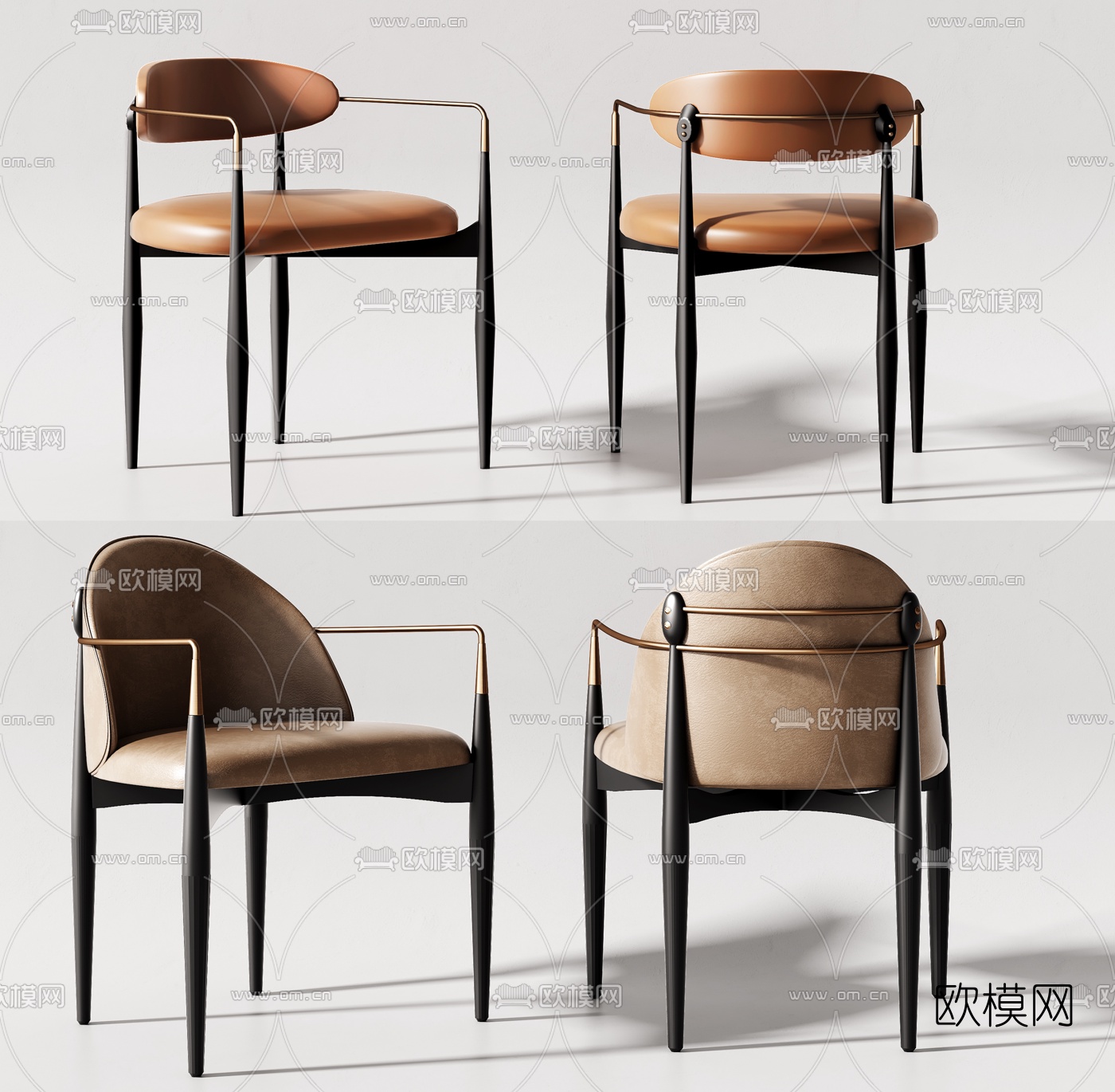 现代扶手靠背休闲椅3d模型下载（渲染图1）