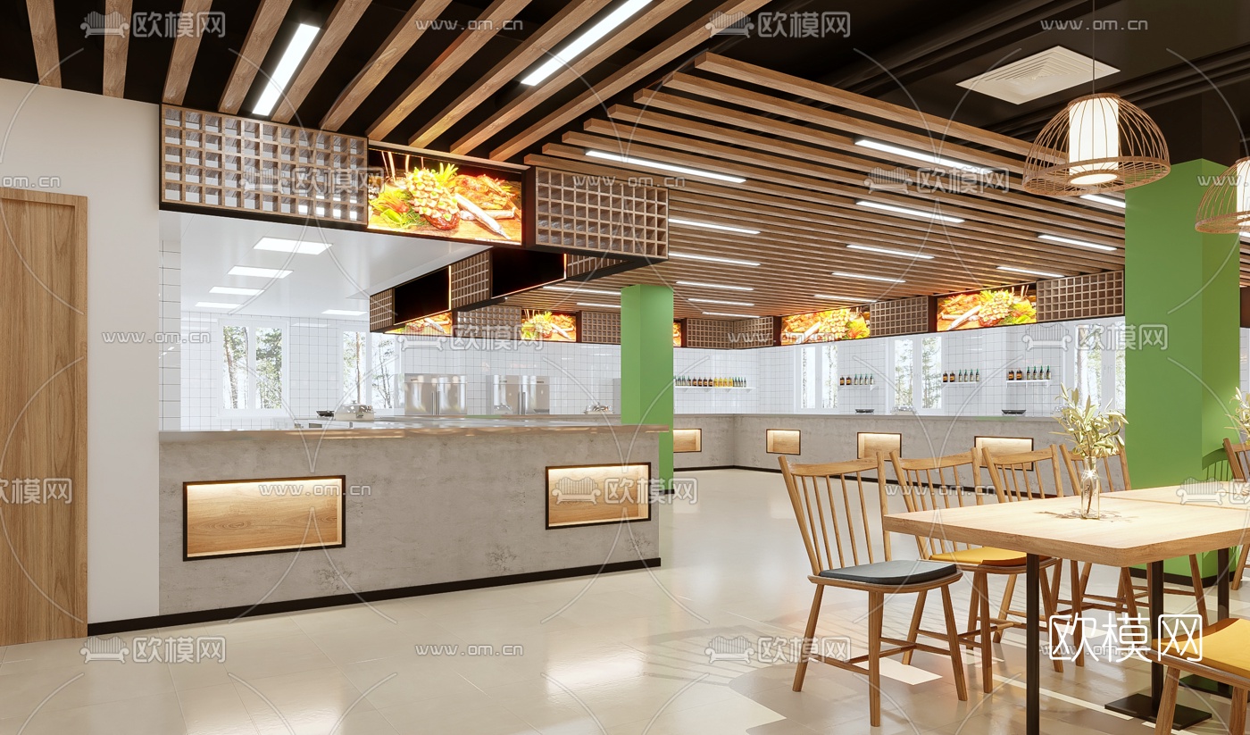 现代食堂快餐店3d模型
