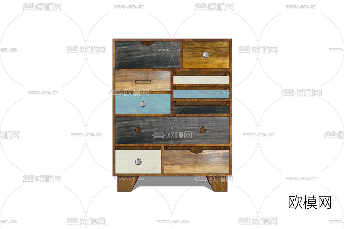 现代实木斗柜免费su模型下载