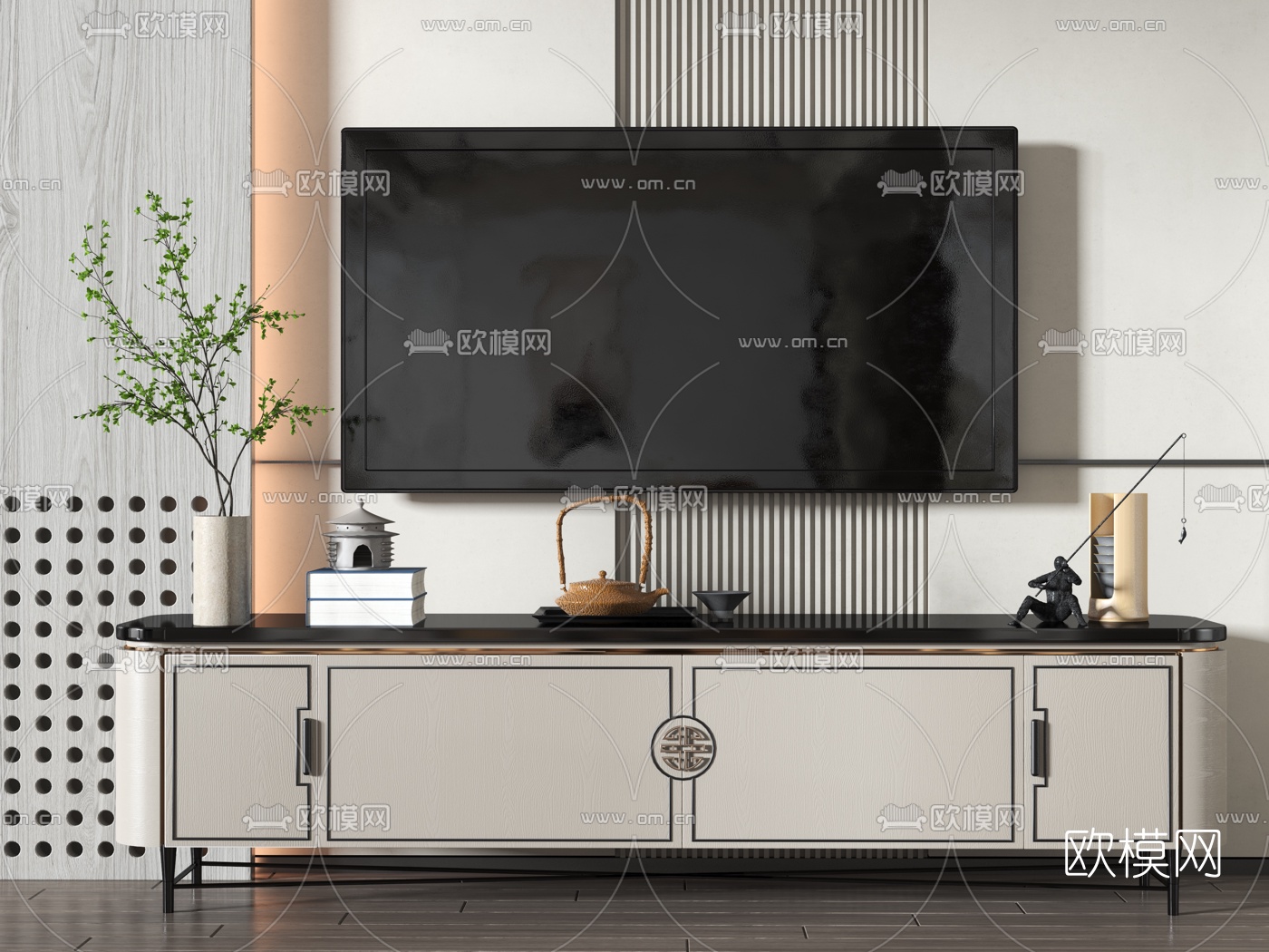 新中式电视柜3d模型