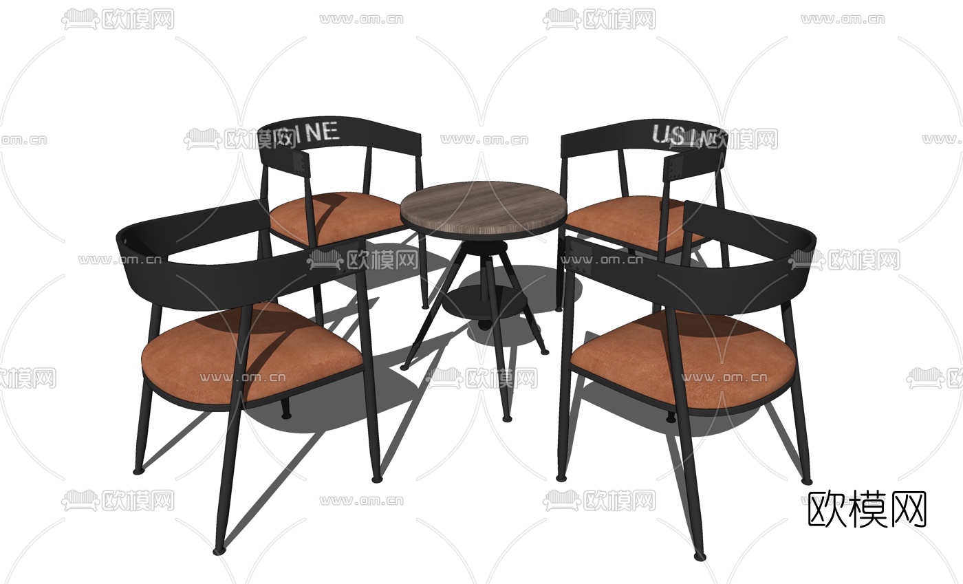 工业风咖啡桌su模型下载