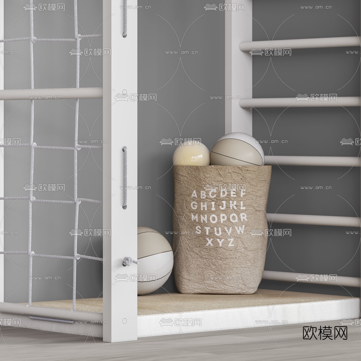 现代儿童攀爬器材毛绒玩具3d模型下载（渲染图3）