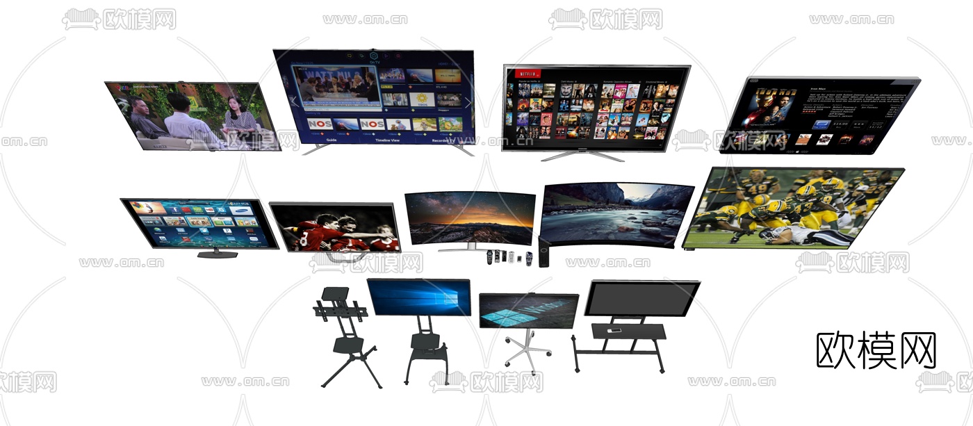 现代电视su模型下载（渲染图3）