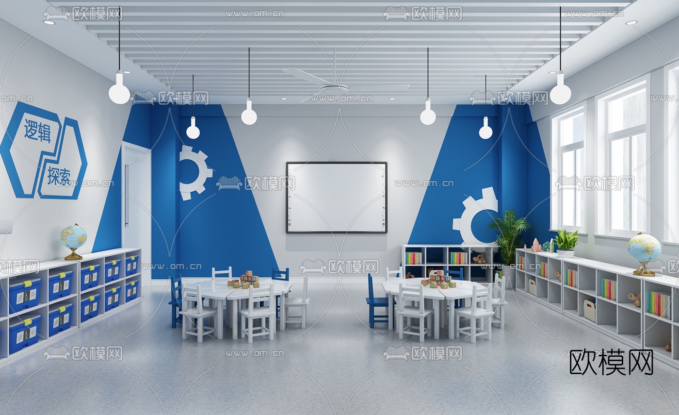 现代幼儿园科学实验教室3d模型