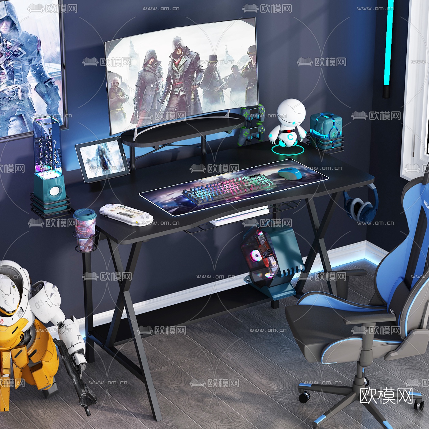 现代电竞桌椅3d模型