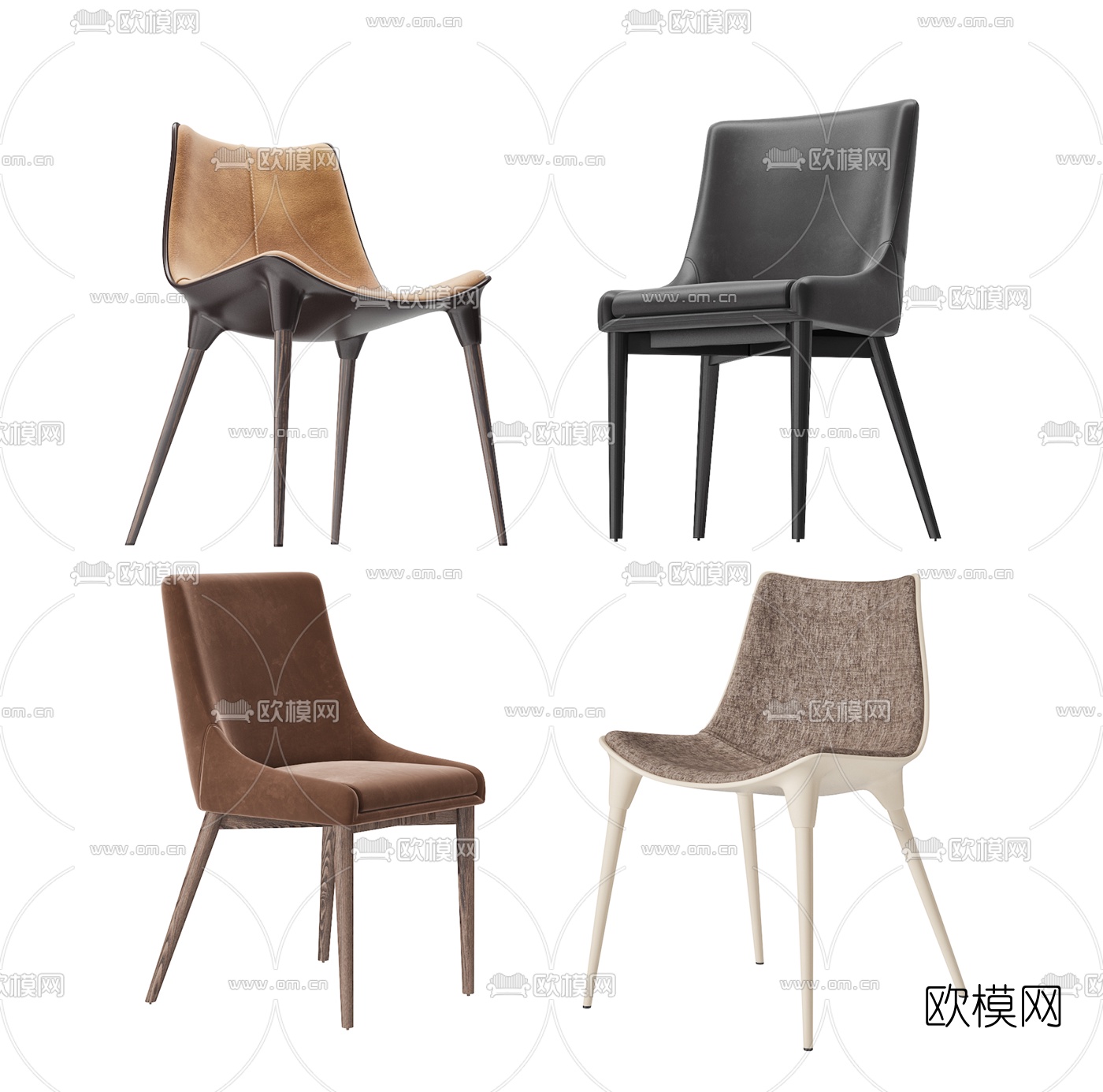 现代绒布单椅3d模型下载