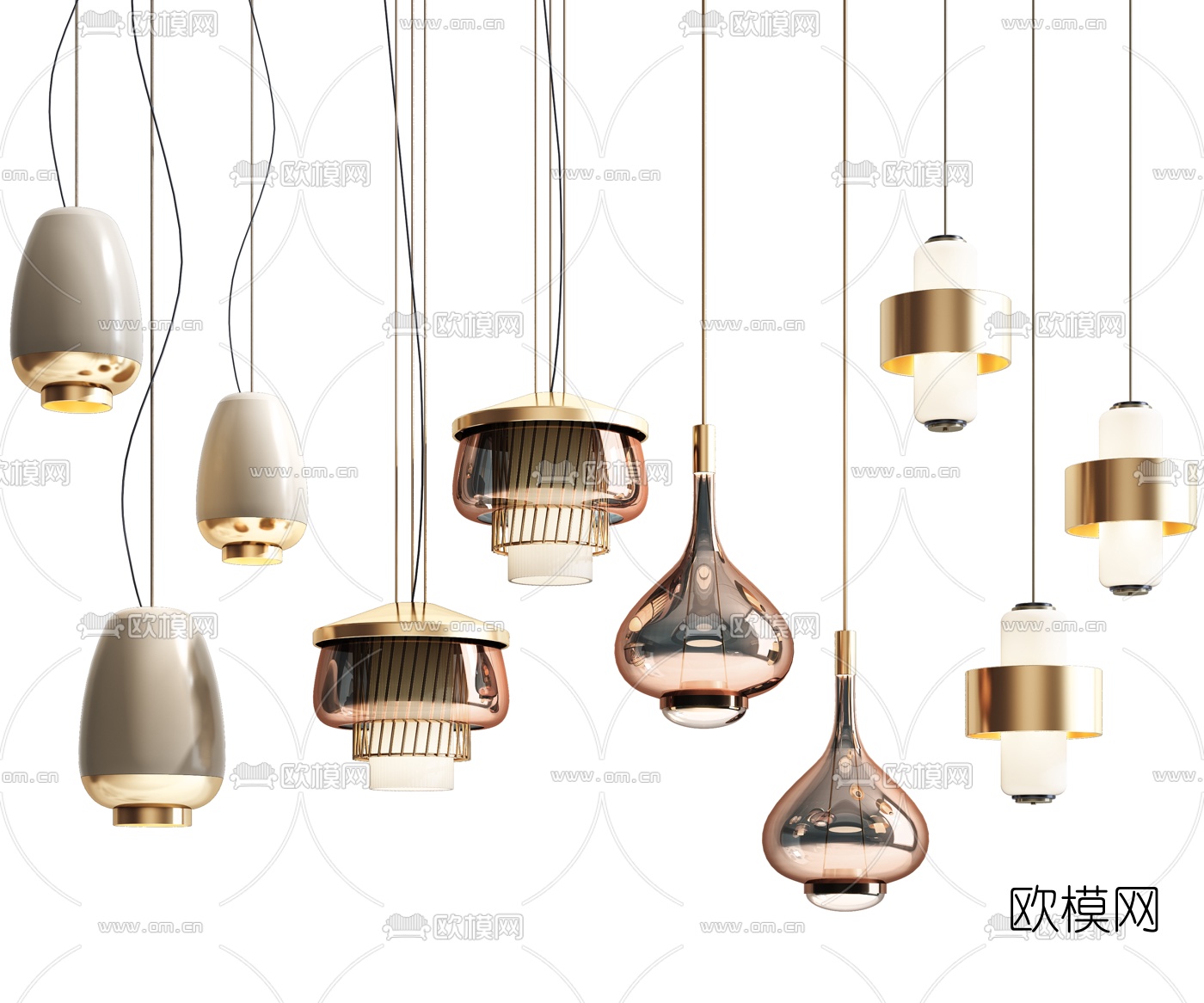 现代金属床头吊灯3d模型下载