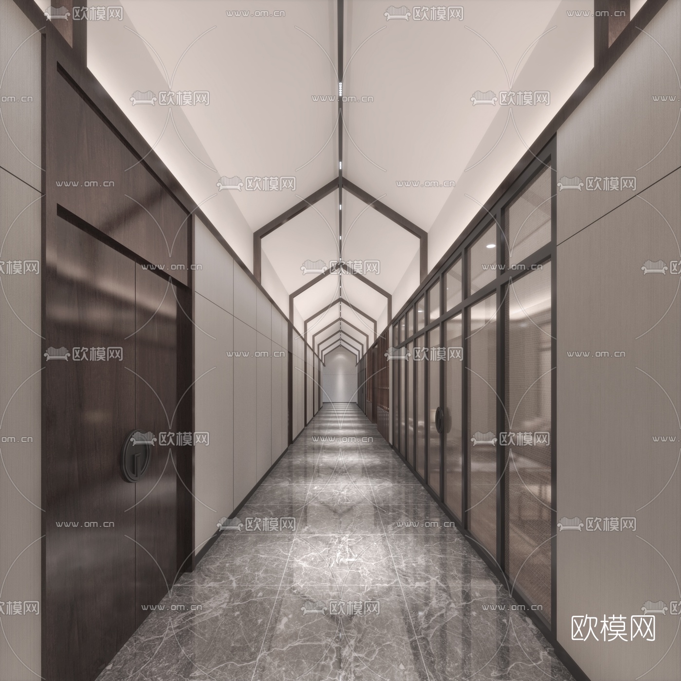 新中式总经理室过道接待室3d模型