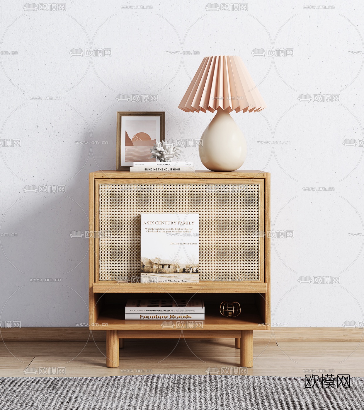 北欧原木床头柜3d模型下载（渲染图2）