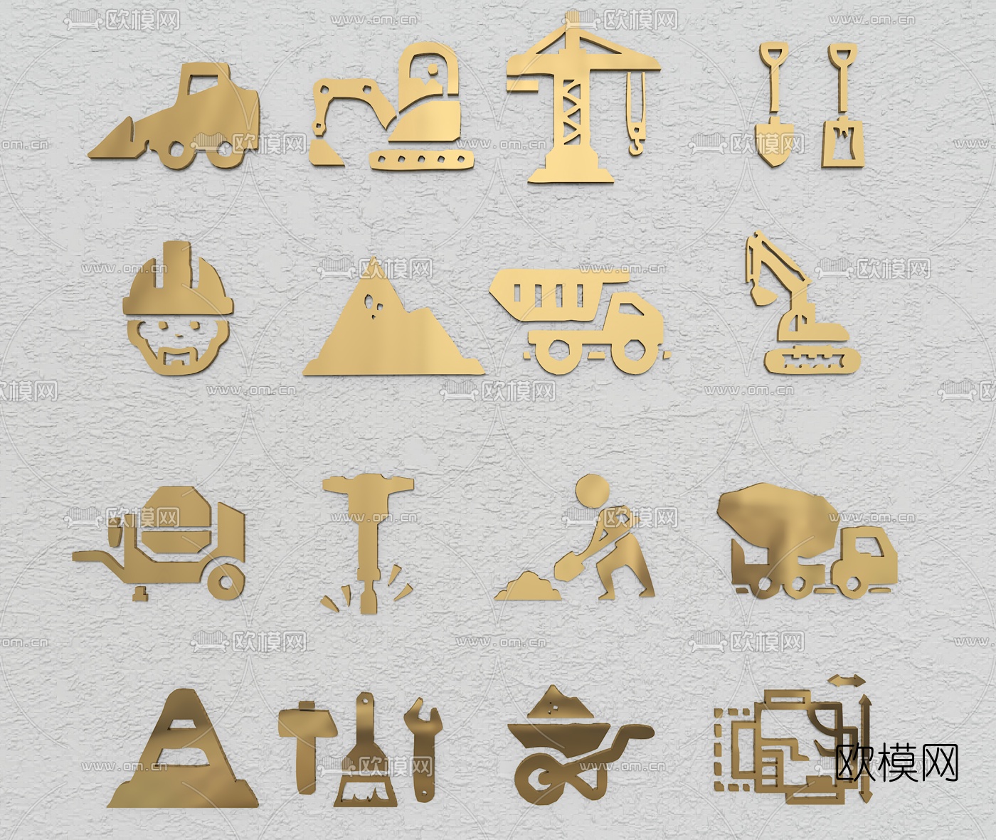 现代工地施工标识牌3d模型下载