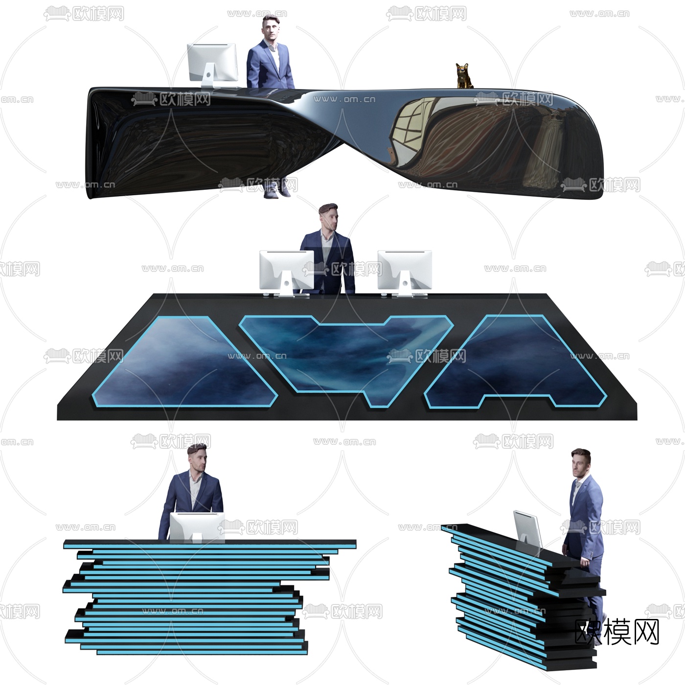 现代前台接待台3d模型