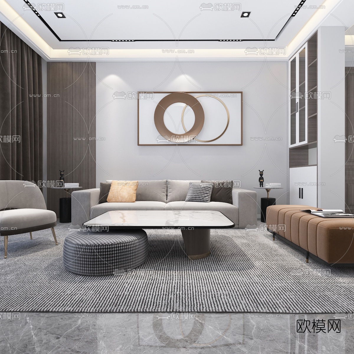 现代客厅餐厅免费3d模型