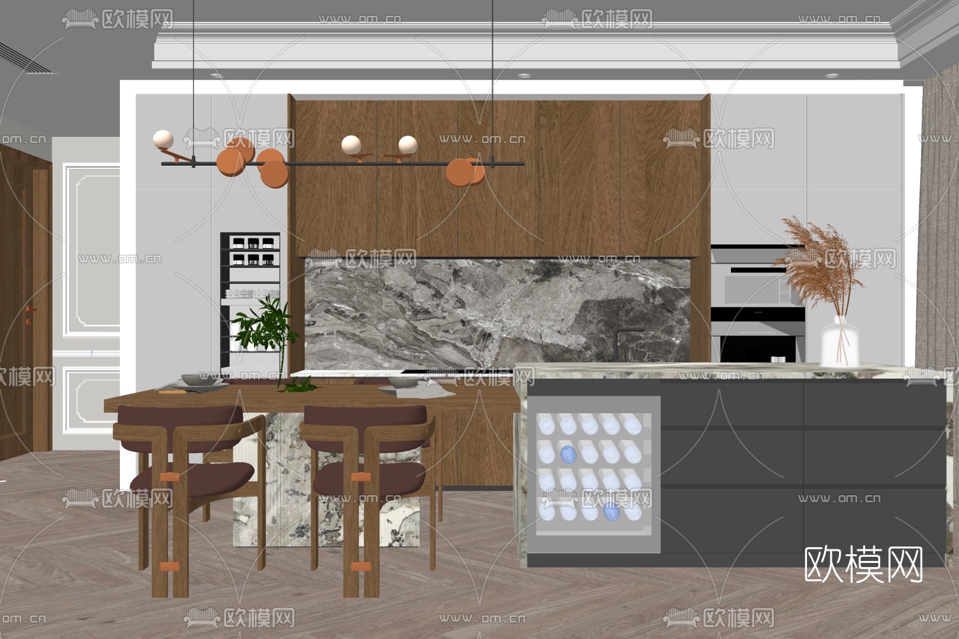 现代餐厅免费su模型下载