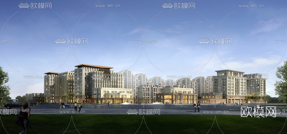 现代综合体办公楼沿街商业3d模型下载