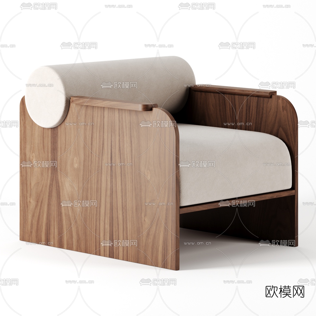 北欧布艺单人沙发3d模型下载（渲染图1）