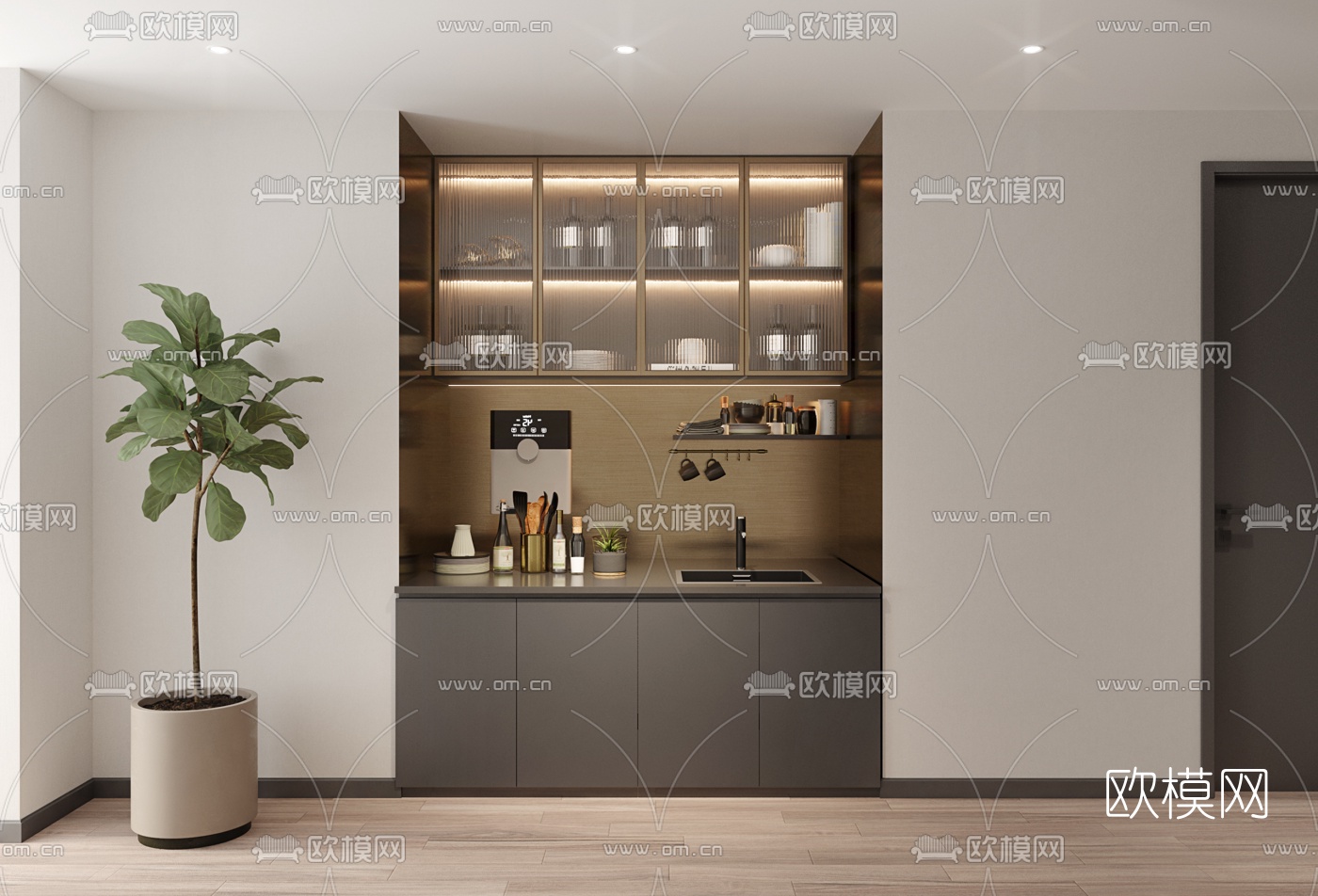 现代别墅客厅3d模型