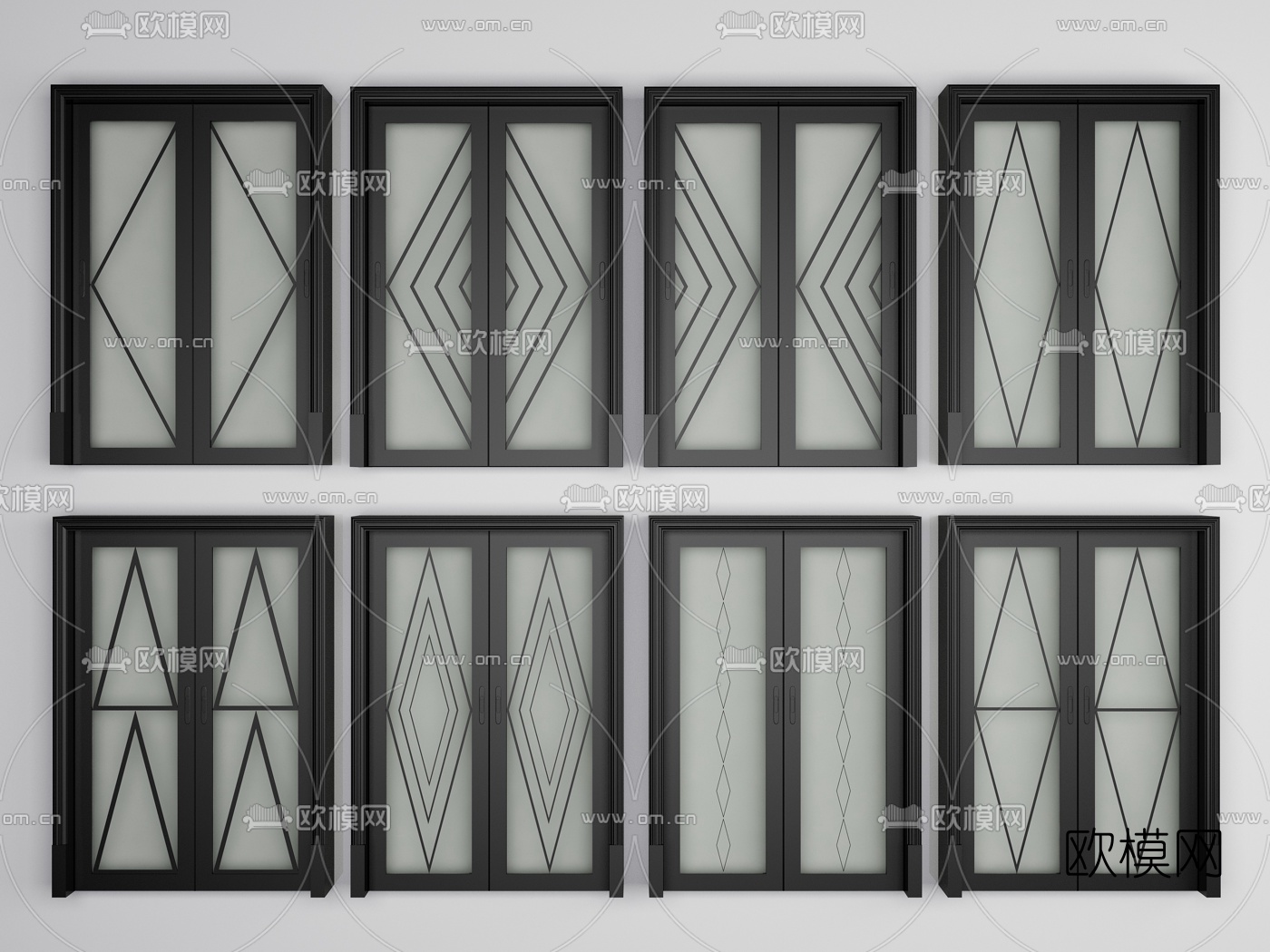 新中式双开门厨卫门3d模型