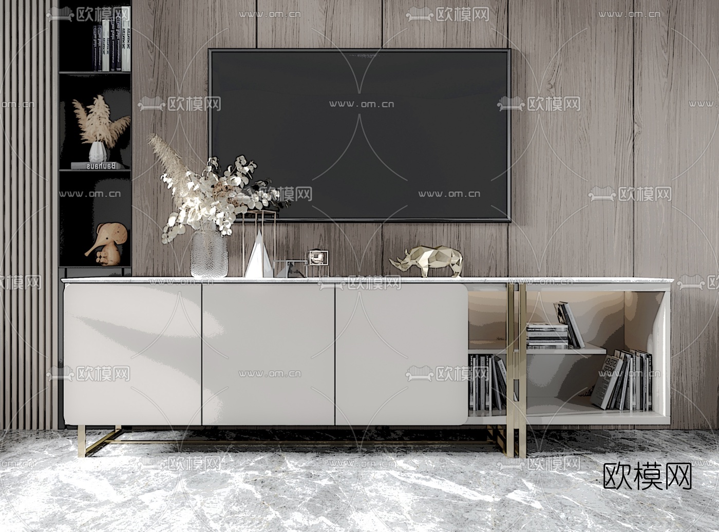 现代轻奢电视柜su模型下载