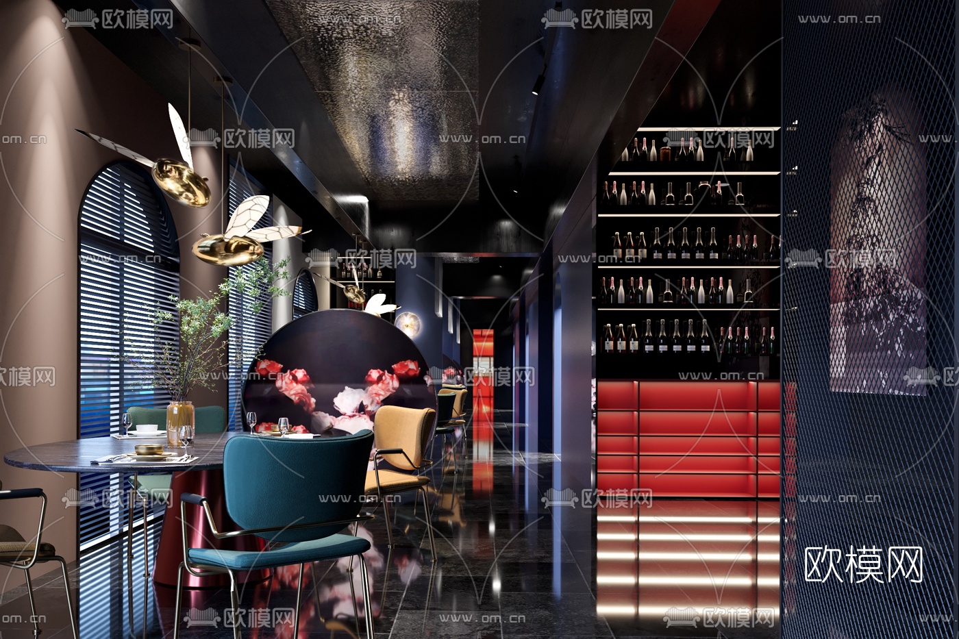 现代音乐餐吧酒吧3d模型