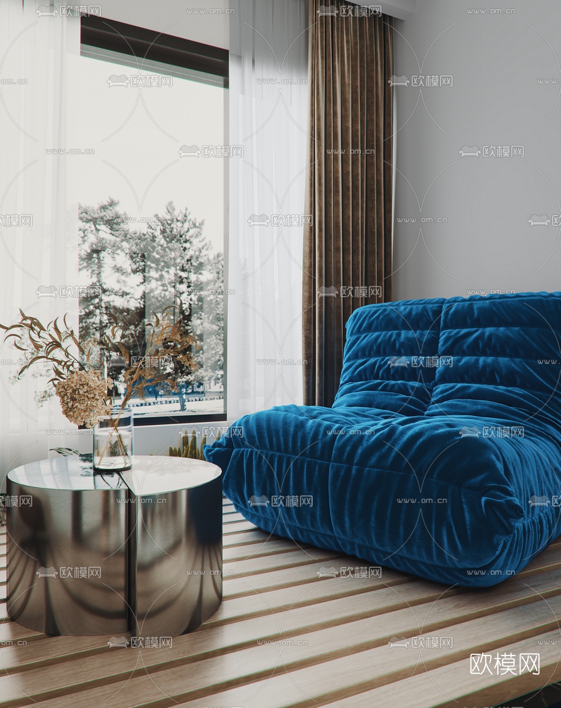 现代轻奢别墅大堂餐厅3d模型下载（渲染图8）