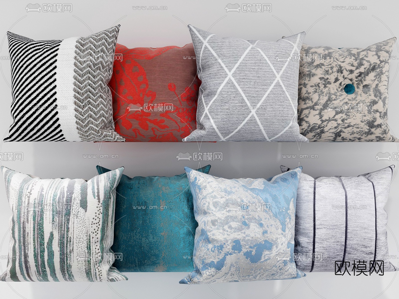 现代布艺抱枕3d模型下载
