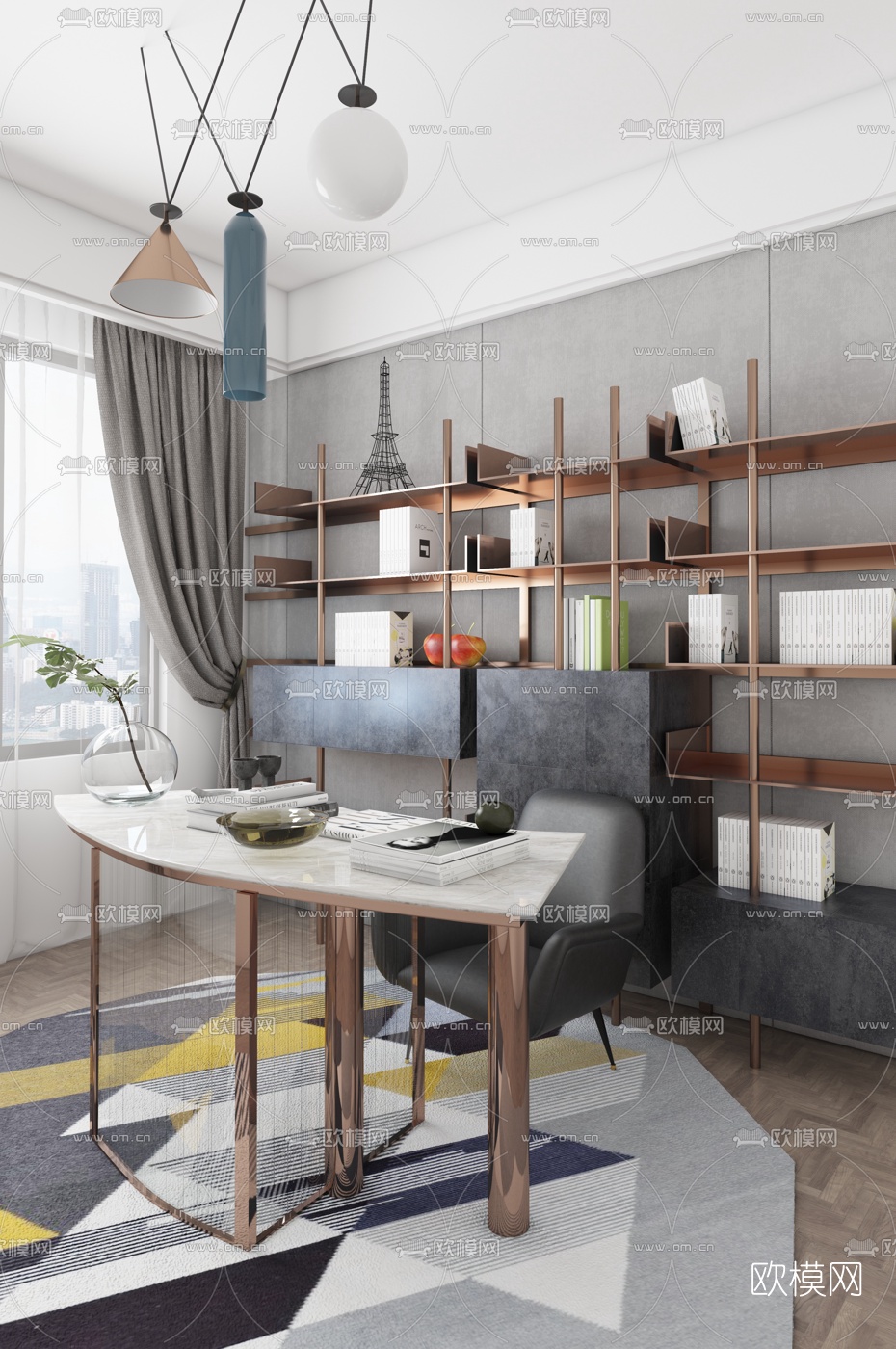 LSD葛亚曦设计 现代轻奢书房3d模型下载