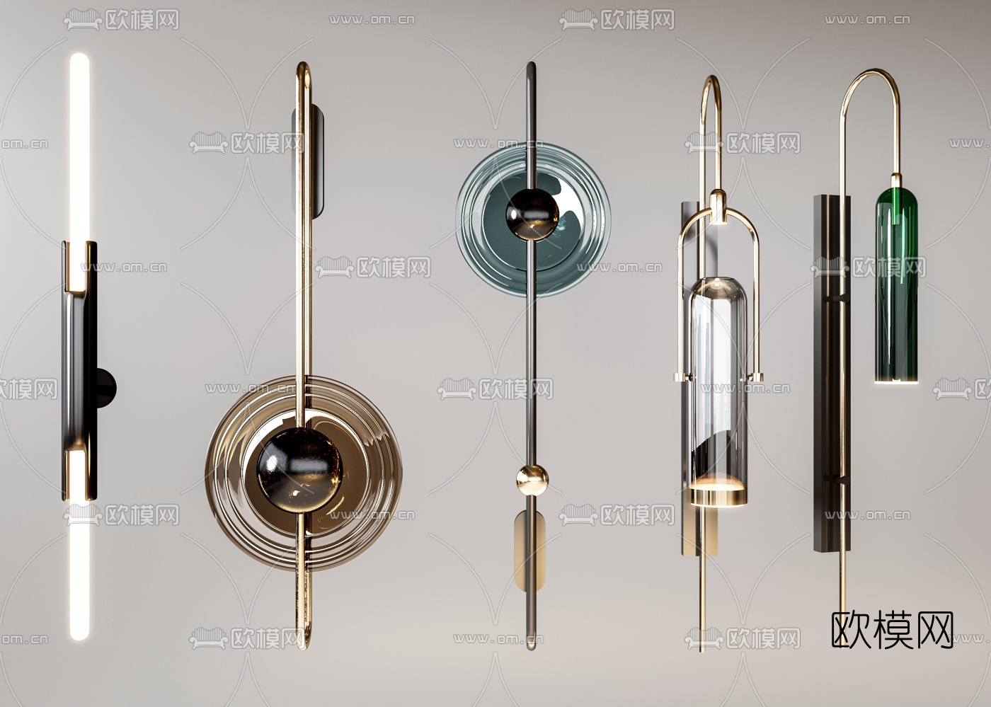 现代轻奢金属壁灯3d模型下载