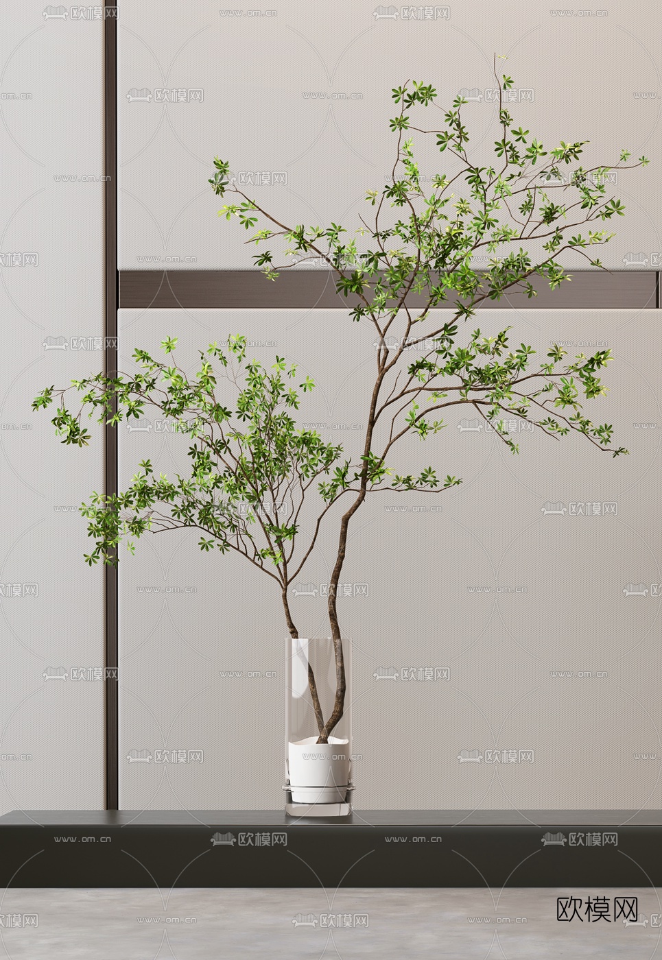 现代树枝花瓶插花3d模型下载（渲染图2）