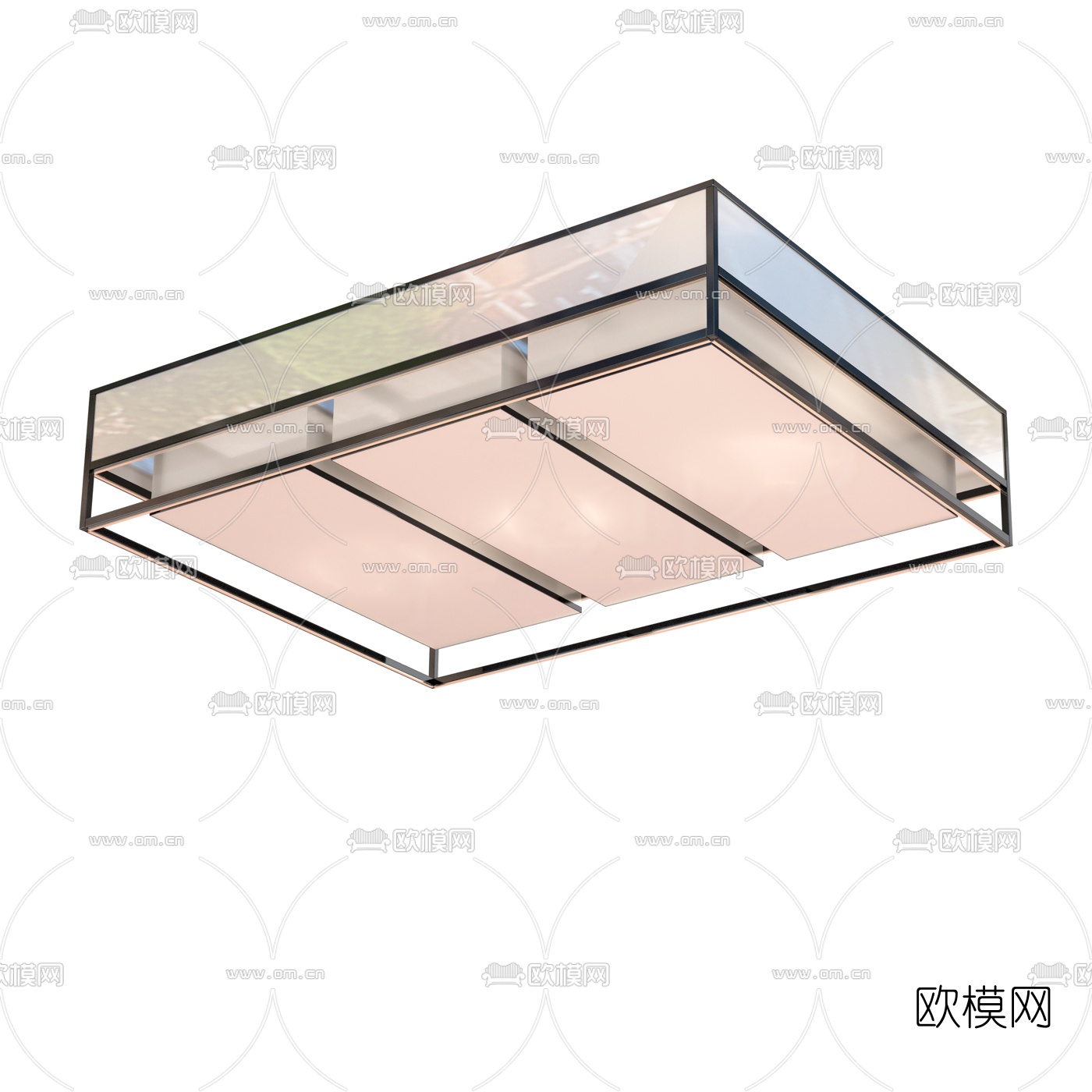 新中式方形吸顶灯3d模型