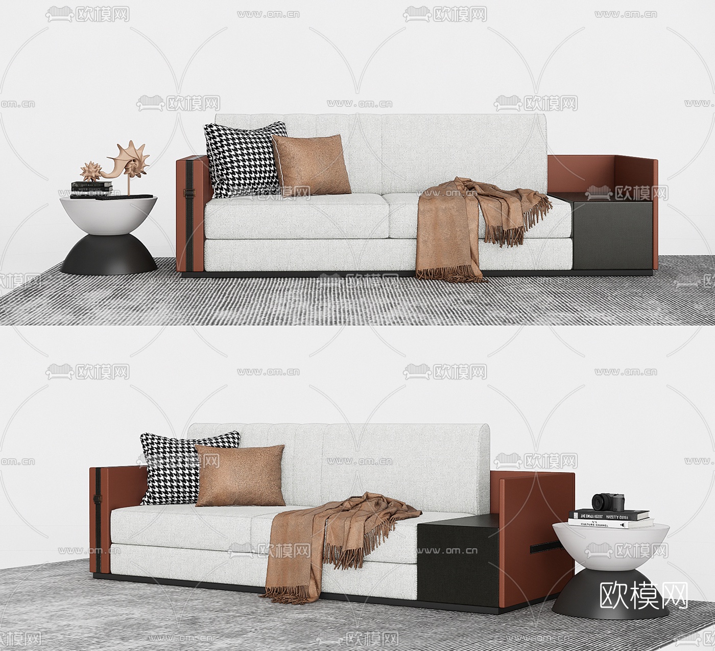 现代布艺多人沙发su模型下载（渲染图1）