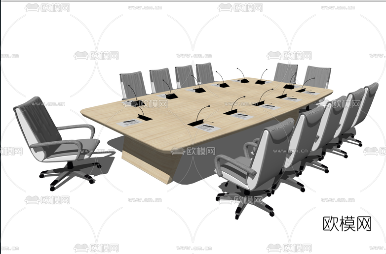 现代会议桌su模型下载