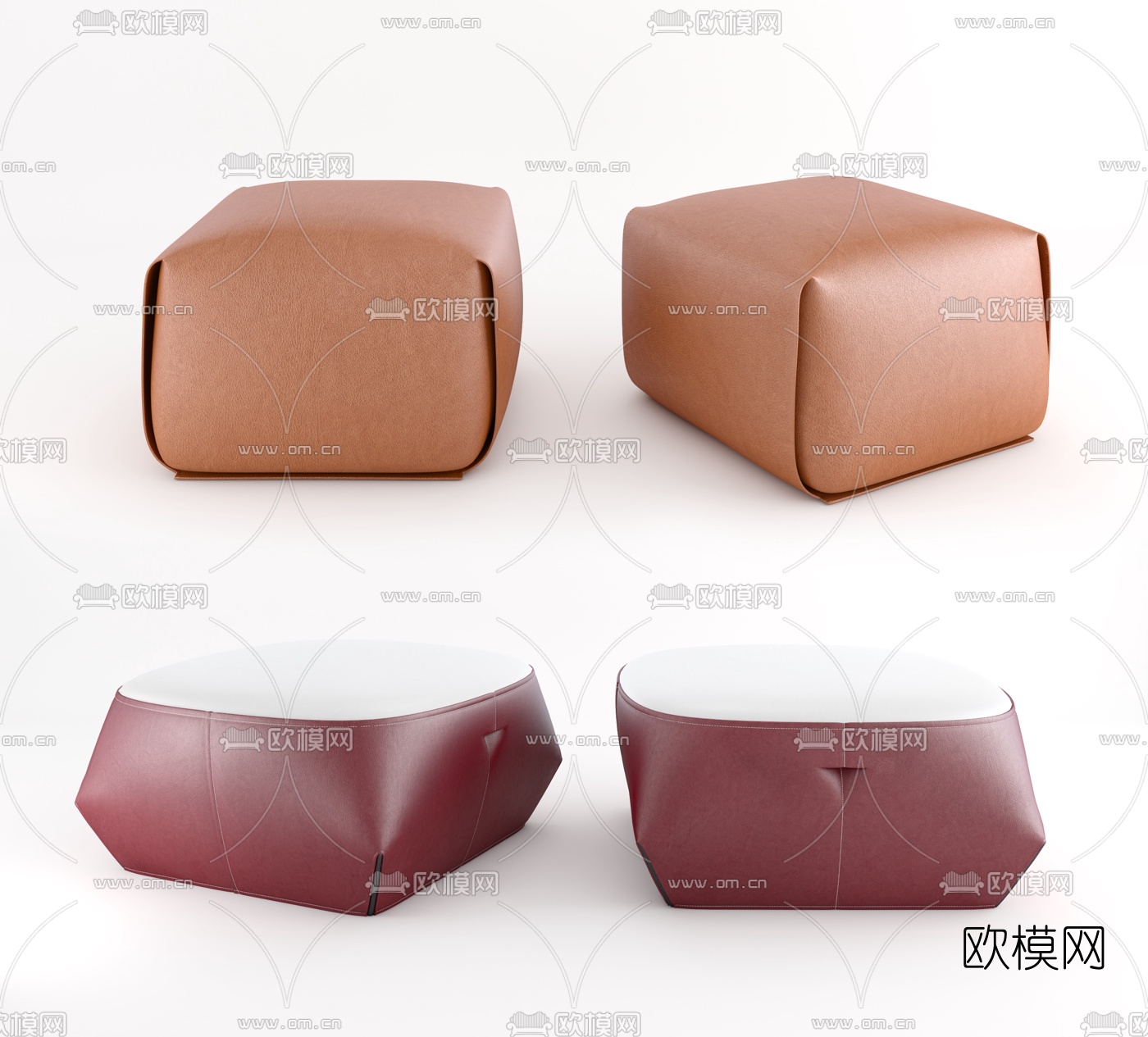 现代软包矮凳3d模型