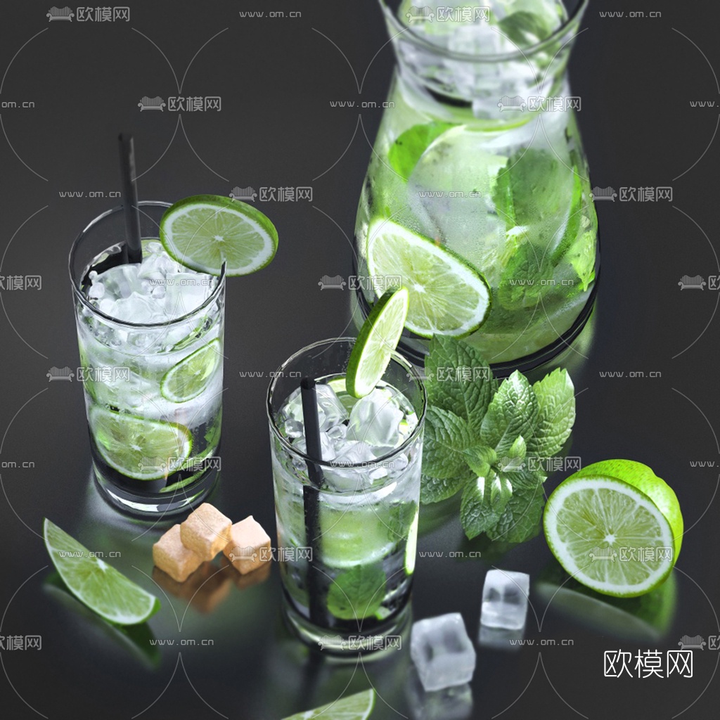 现代柠檬茶饮料3d模型