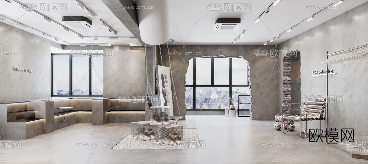 工业风茶水间休息区3d模型下载（渲染图2）