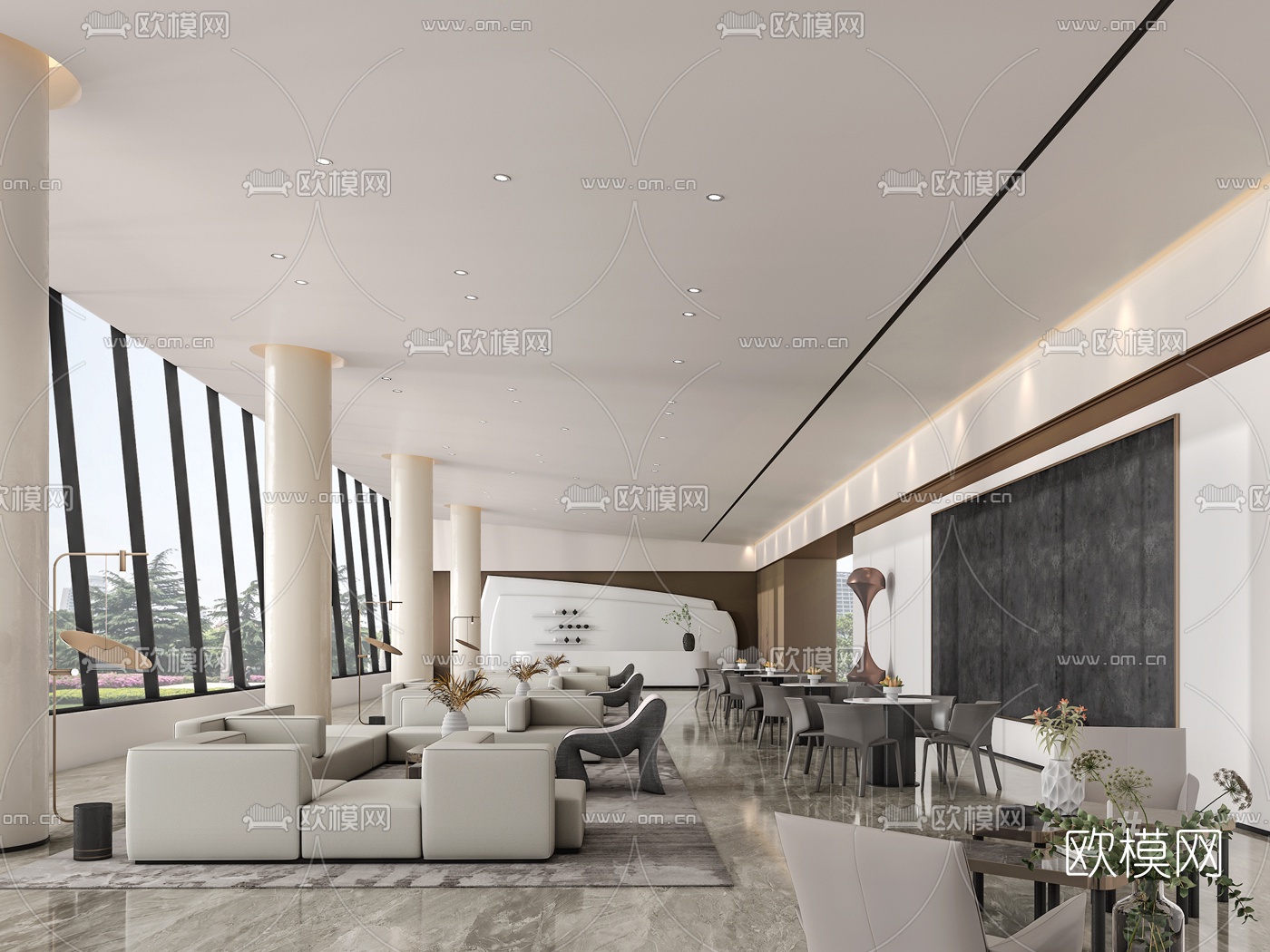 现代售楼处洽谈区3d模型-免费3dmax模型库-欧模网