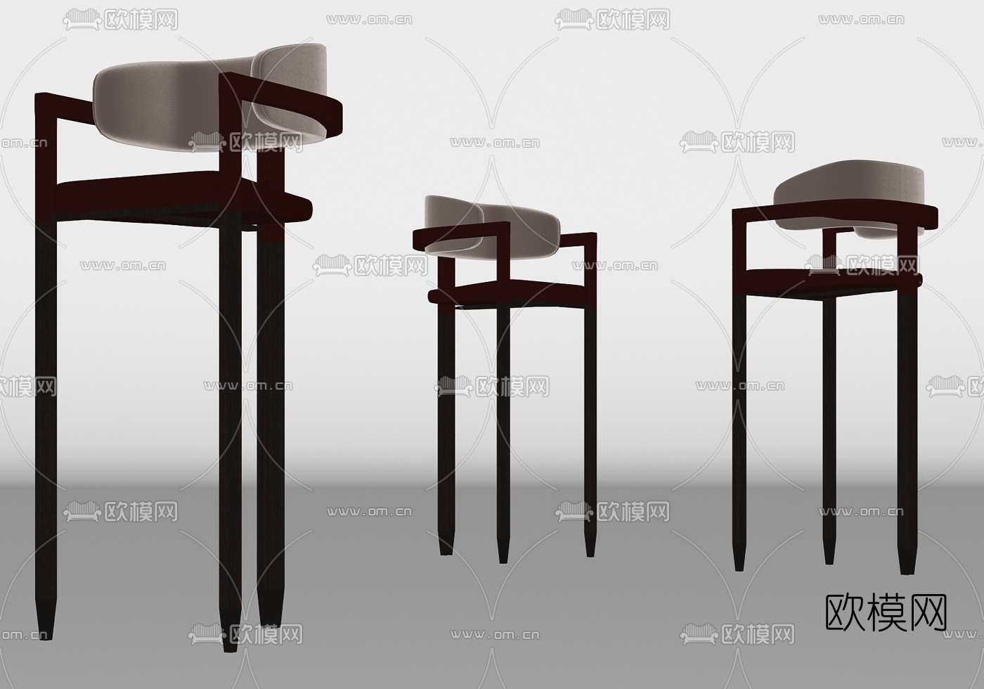 现代轻奢吧台椅su模型下载（渲染图2）