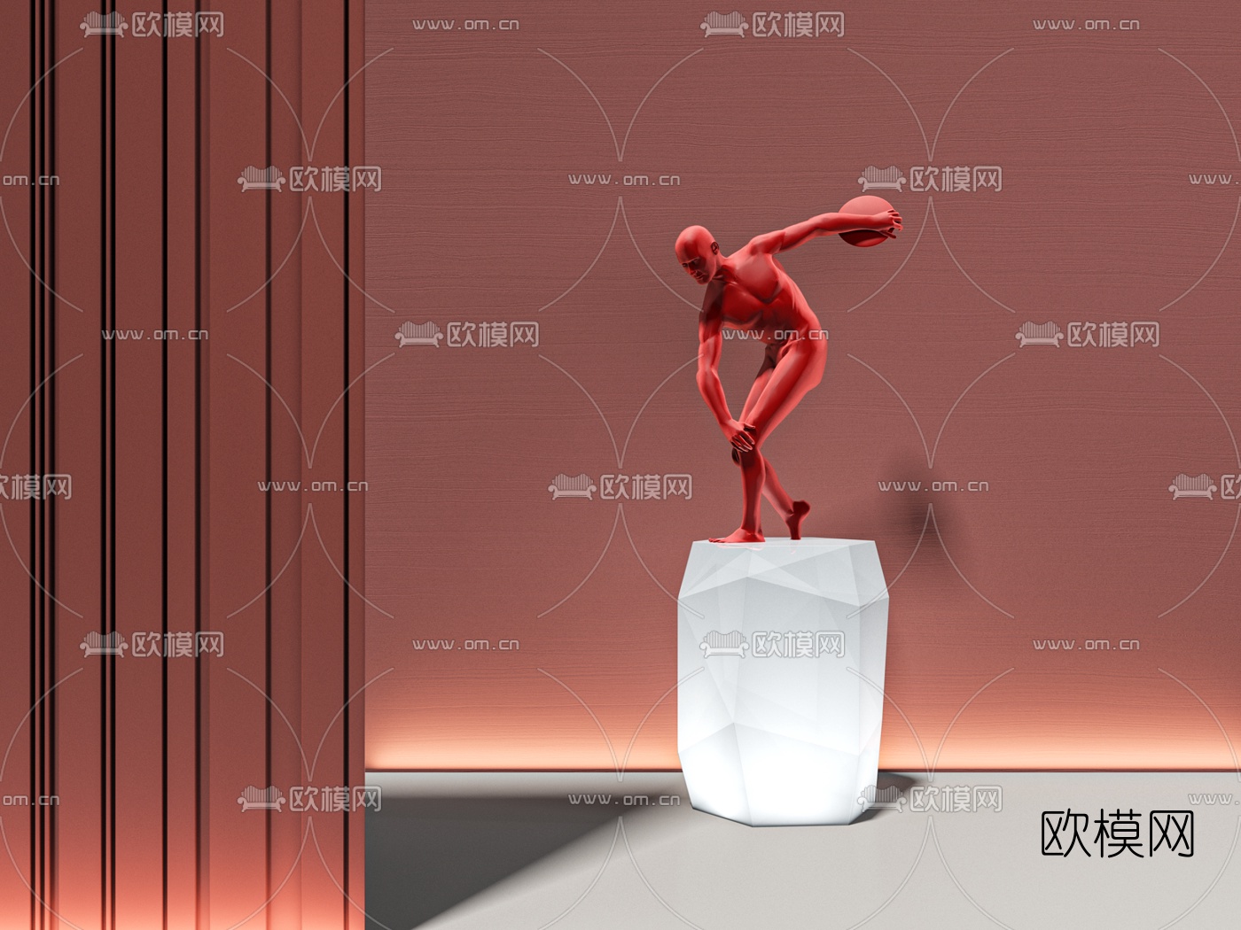 现代运动人物雕塑摆件3d模型