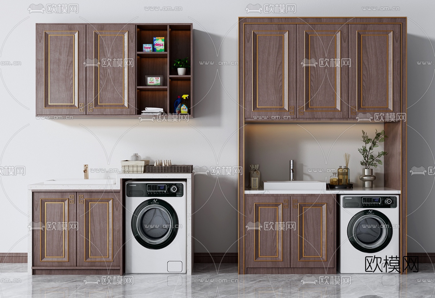 新中式浴室柜洗衣机柜3d模型下载