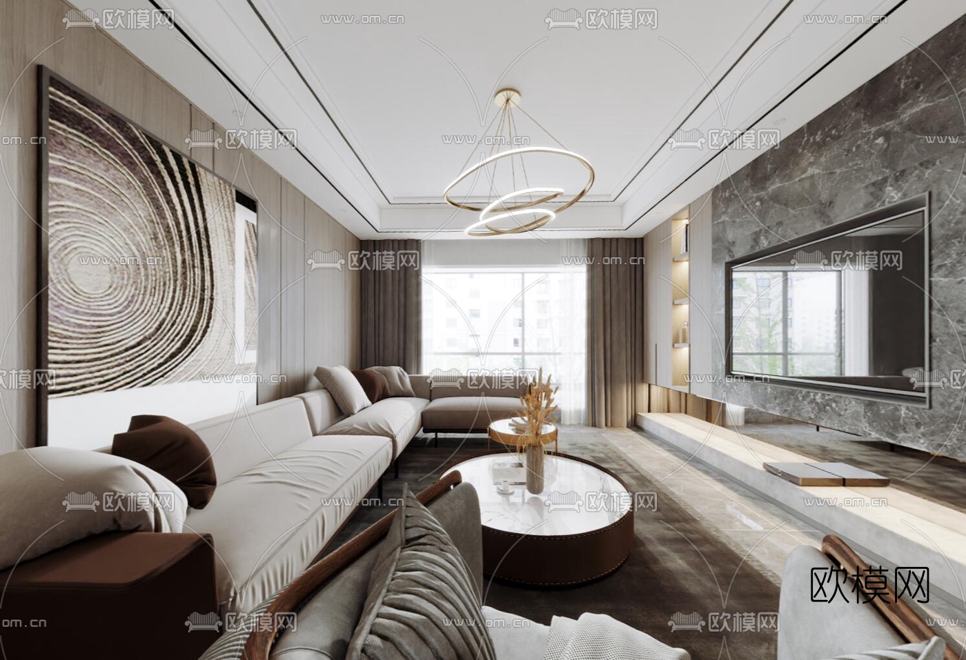 现代客厅餐厅vr全景3d模型